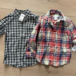OshKosh B'gosh Kids Plaid Button Down Shirts - Gray and Multicolor